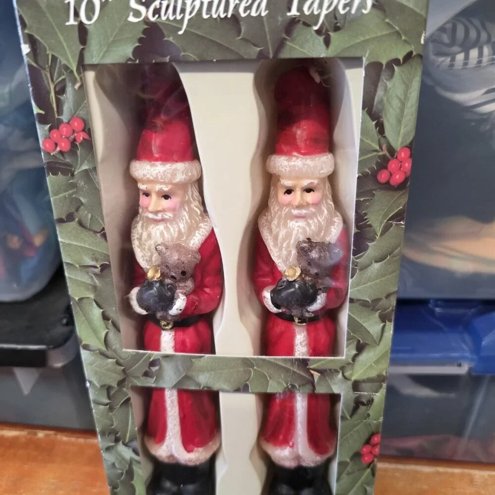 VTG Robert Alan Candle Company - Santa Claus 10” Sculptured Tapers - NEW